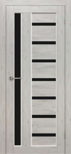 Межкомнатная дверь Вертикаль Альпийская ель черное стекло